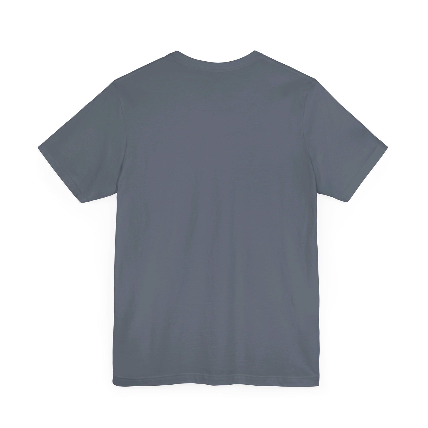 A black Printify Plymouth, Indiana Chrysler Logo T-shirt is displayed against a plain white background. The shirt features a blue, five-point star emblem reminiscent of a vintage autos design above the text "PLYMOUTH INDIANA" in blue, centered across the front. The shirt is laid out flat with the sleeves slightly bent.