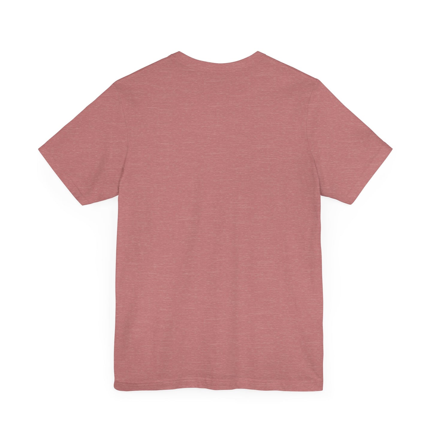 The Miller Beach 46403 Unisex Jersey Short Sleeve Tee from Printify is a peach-colored shirt featuring a retro design with "46403" in bold black text. It boasts horizontal stripes in green, yellow, and orange beneath a red-orange sunset and silhouetted city skyline.