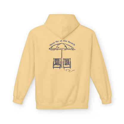 Beach Umbrella Hoodie — "Meet Me at the Beach" Graphic Hoodie Designed by KP