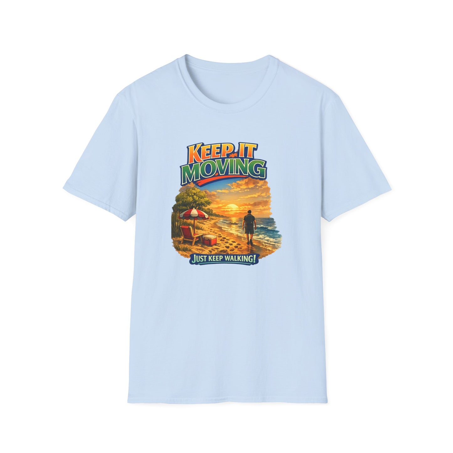 Keep It Moving T-Shirt — Motivational Sunset Surf Graphic Tee