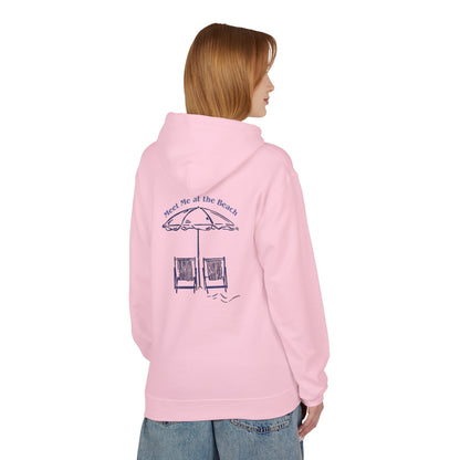 Beach Umbrella Hoodie — "Meet Me at the Beach" Graphic Hoodie Designed by KP