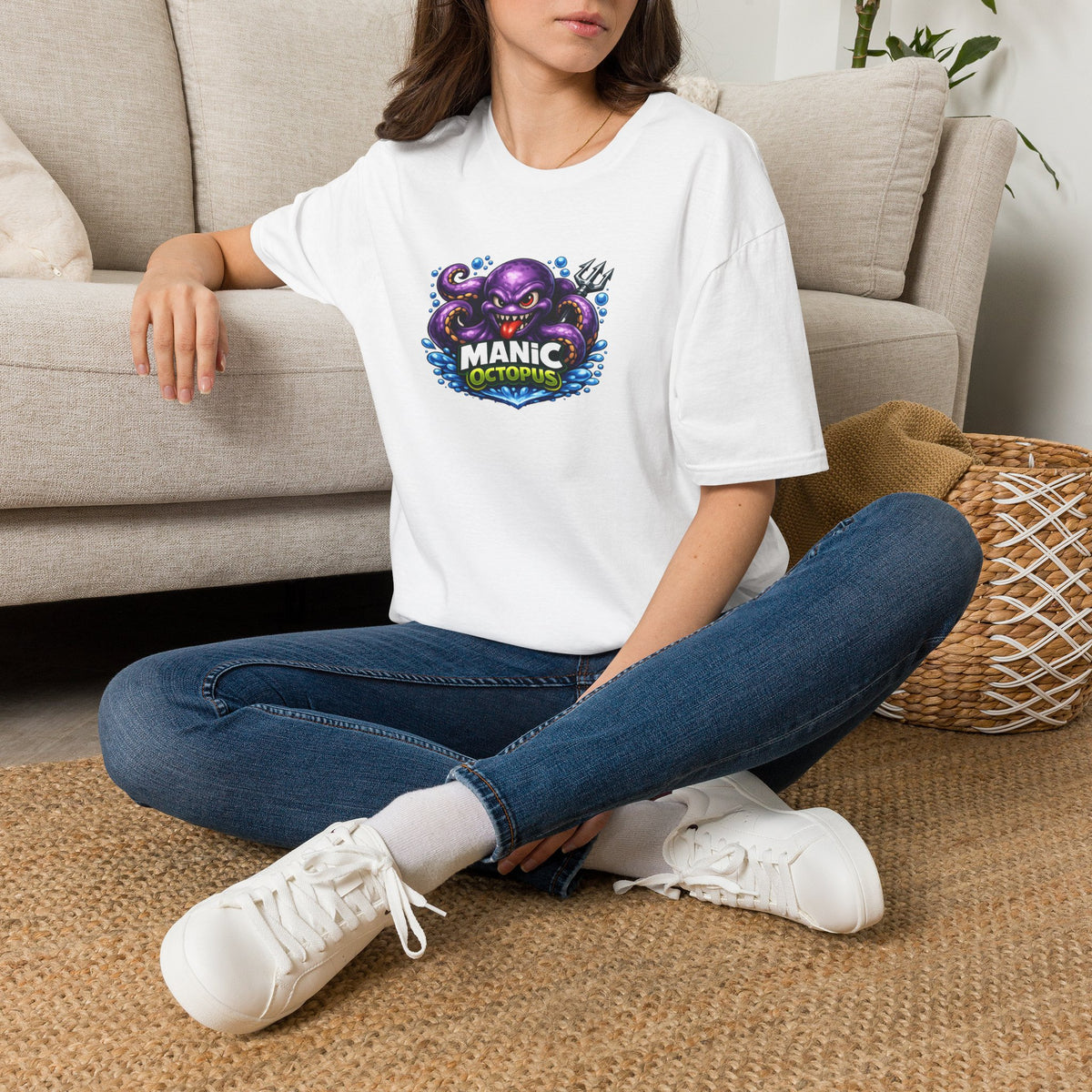 Manic Octopus - All in Jest Trivia Team T-Shirt — Vibrant Purple Octopus Design