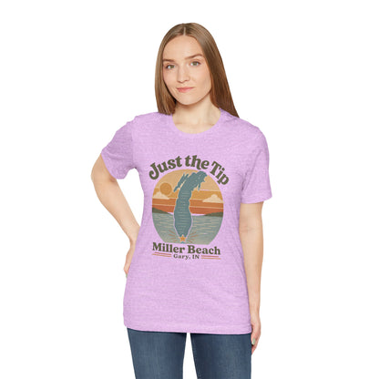 Just the Tip 2026 Design Miller Beach Tee  — Retro Lake Michigan Sunset T‑Shirt