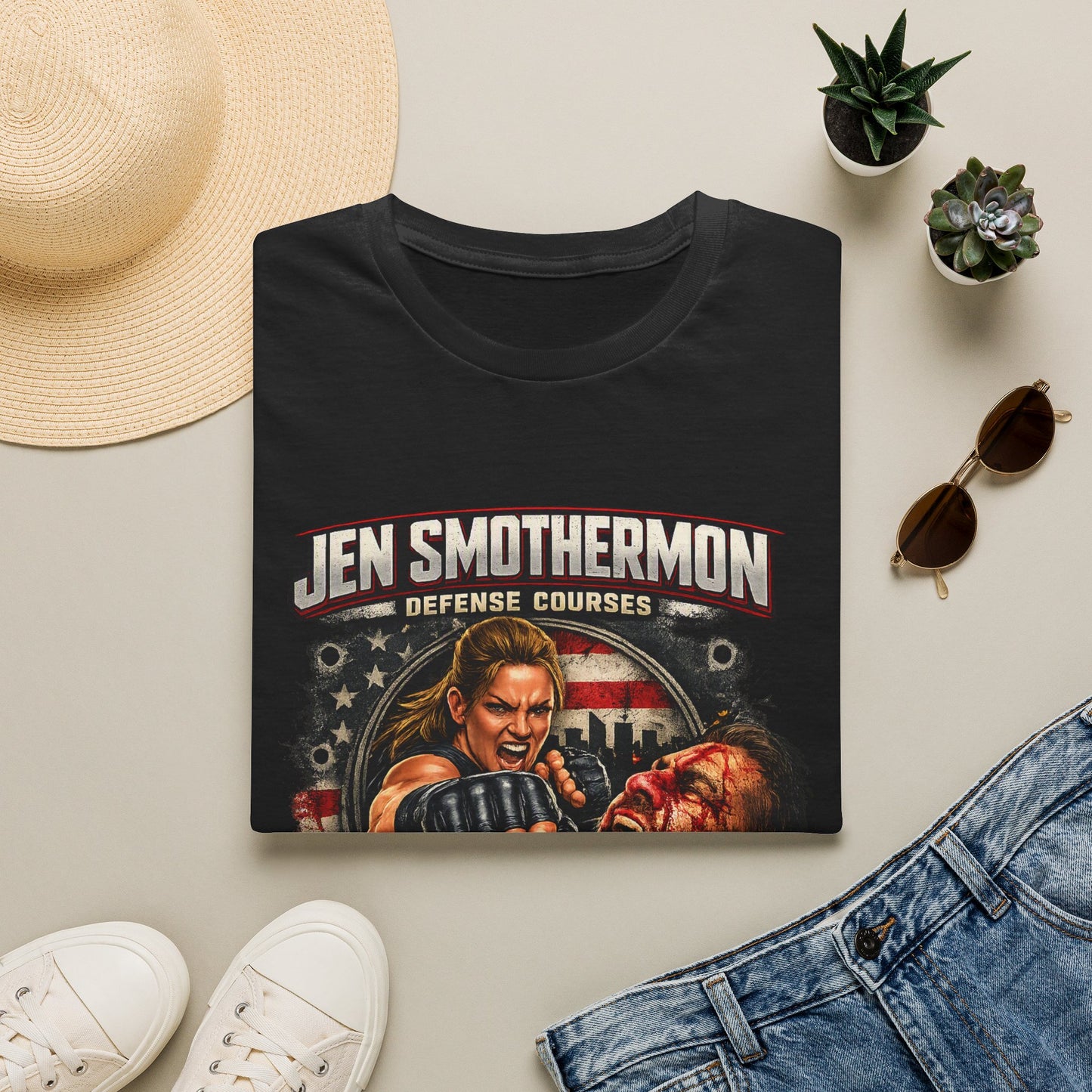 Jen Smothermon Defense Courses T-Shirt — 'I'm Gonna Pound Your Face In' Self-Defense Tee