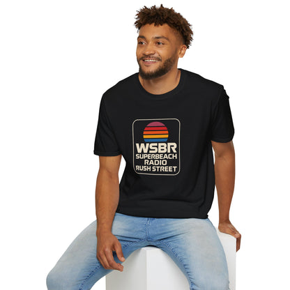 WSBR Superbeach Radio Graphic T-Shirt — Retro Sunset Beach Vibe