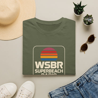 WSBR Superbeach Radio Graphic T-Shirt — Retro Sunset Beach Vibe