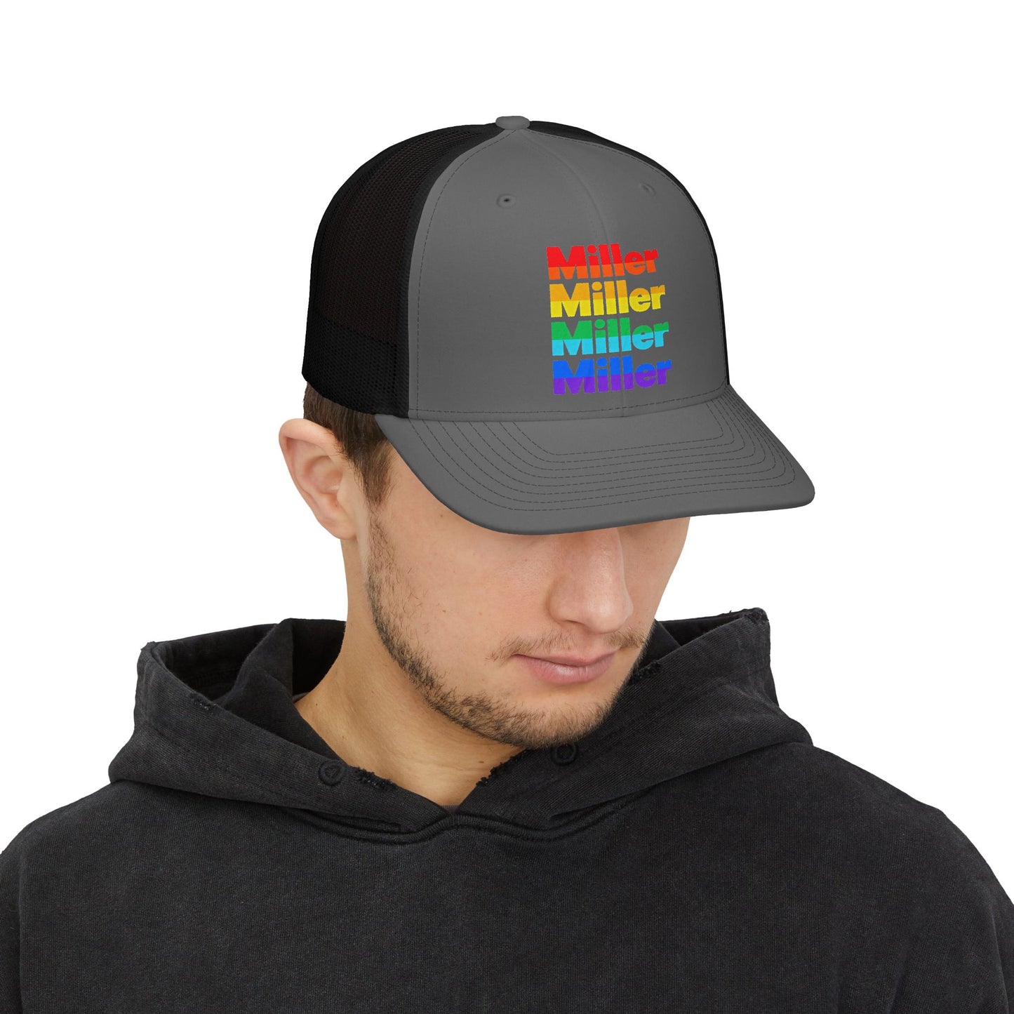 Rainbow 'Miller' Trucker Hat — Personalized Pride Snapback Cap