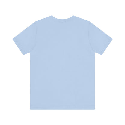 Introducing the Hegewisch Records - Retro 1980s Unisex Jersey Short Sleeve Tee by Printify: This light blue T-shirt features a central printed design with a monochromatic illustration of a stylized cartoon character with large eyes, holding or playing a vinyl record. Above the character, the text reads "Hegewisch Records" – an ideal choice for music lovers.