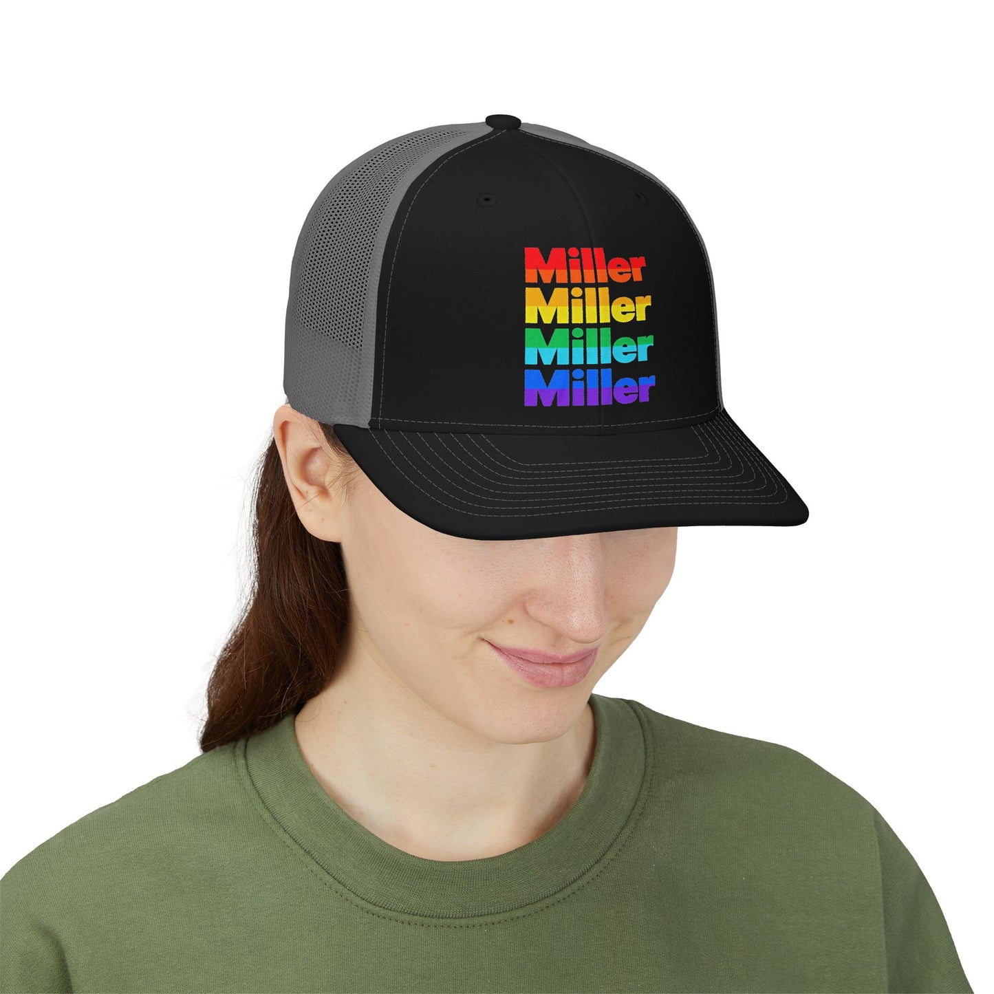 Rainbow 'Miller' Trucker Hat — Personalized Pride Snapback Cap