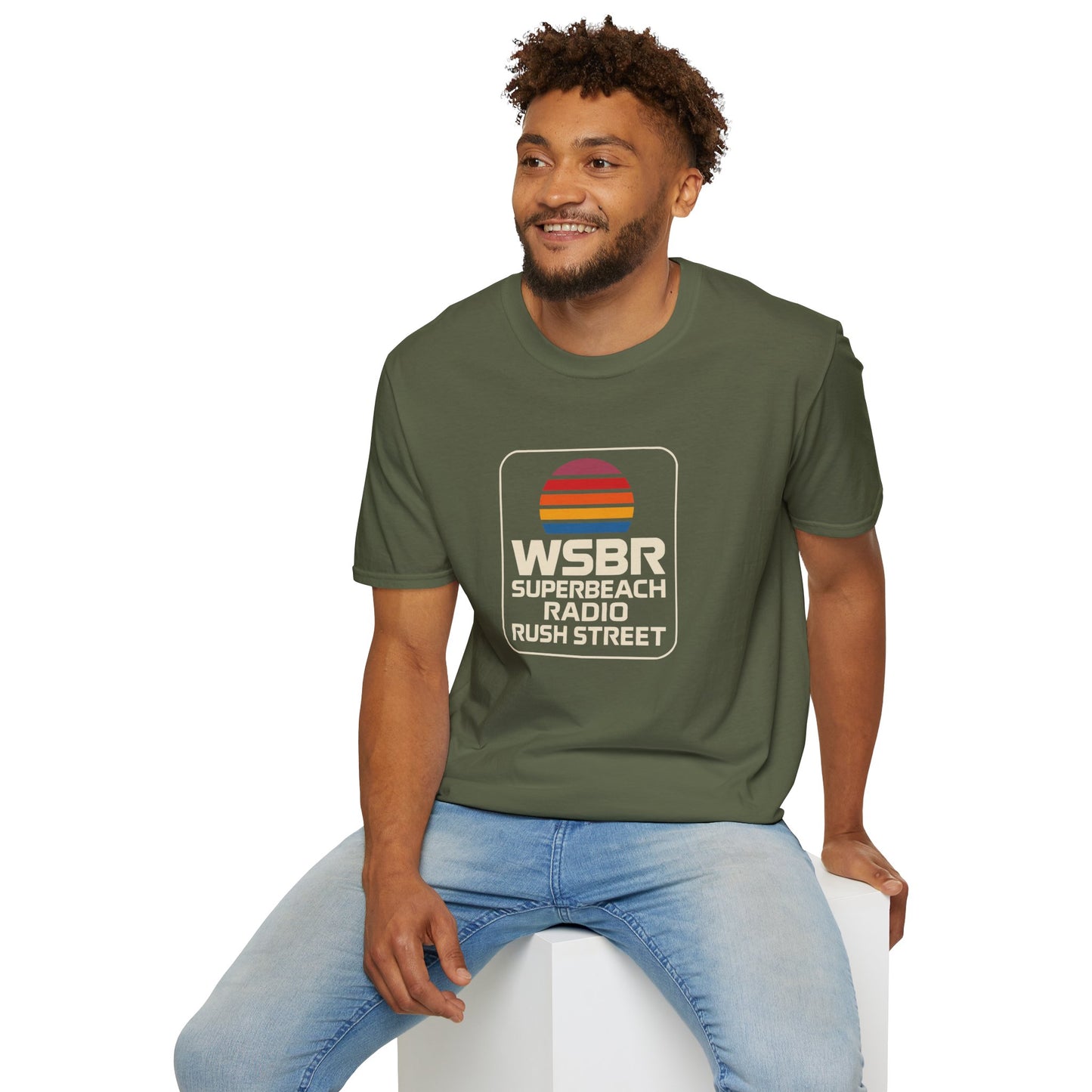 WSBR Superbeach Radio Graphic T-Shirt — Retro Sunset Beach Vibe