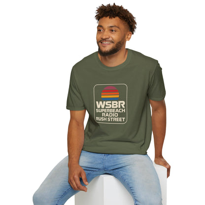 WSBR Superbeach Radio Graphic T-Shirt — Retro Sunset Beach Vibe