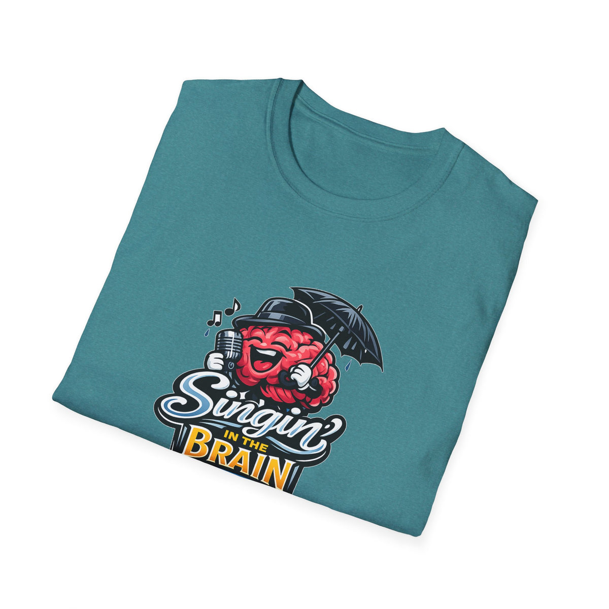 Singing Brain - All in Jest Trivia Team - T-Shirt – Retro Microphone Skull Logo Tee