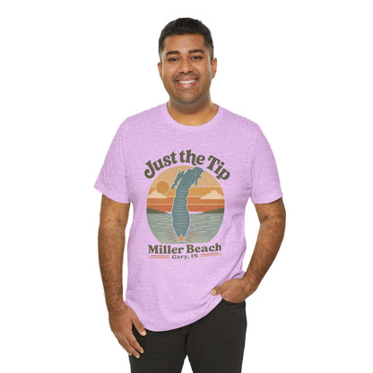 Just the Tip 2026 Design Miller Beach Tee  — Retro Lake Michigan Sunset T‑Shirt