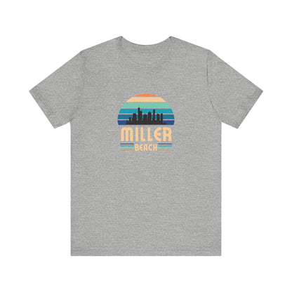 Miller Beach Retro Sunset Tee - Chicago Skyline