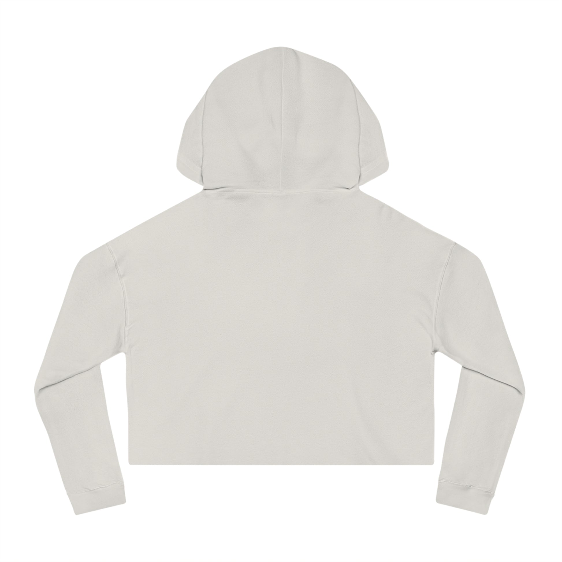 A white Women's Cropped Hooded Sweatshirt by Printify, featuring the phrase "MILLER IS CHILLER" printed in bold black letters on the front. Below the phrase, it says "MILLER BEACH • GARY, IN" in smaller black text. The SoCool Shirts hoodie includes a drawstring hood and long sleeves.