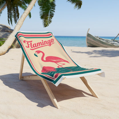 Retro Flamingo Beach Towel – Vintage Pink Tropical Pool & Sea Towel