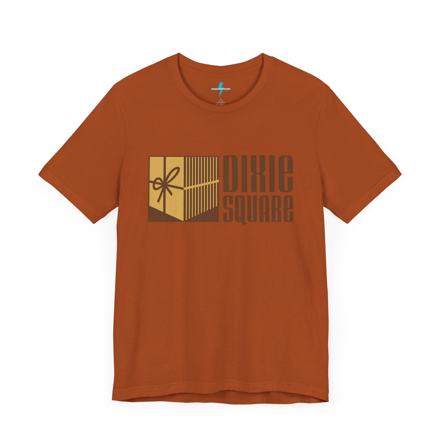 The Dixie Square Mall 1960's Logo Harvey, IL T-Shirt by Printify exudes retro charm reminiscent of the Blues Brothers' iconic style.