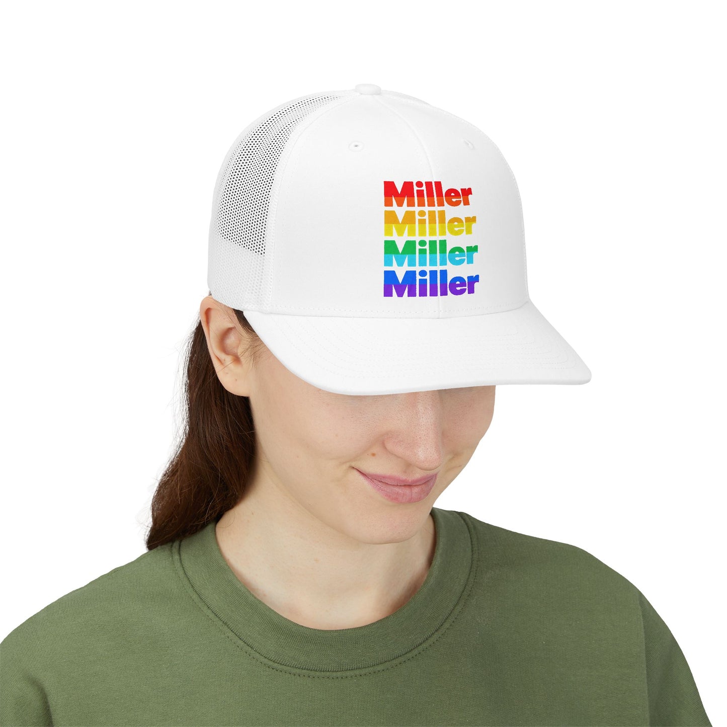 Rainbow 'Miller' Trucker Hat — Personalized Pride Snapback Cap