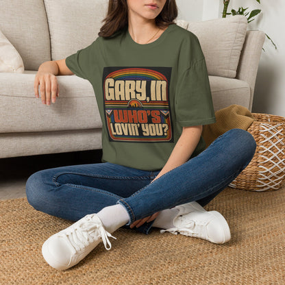 T-Shirt — "Gary, I'm Who's Lovin' You?" Retro Rainbow Design - Pride Month