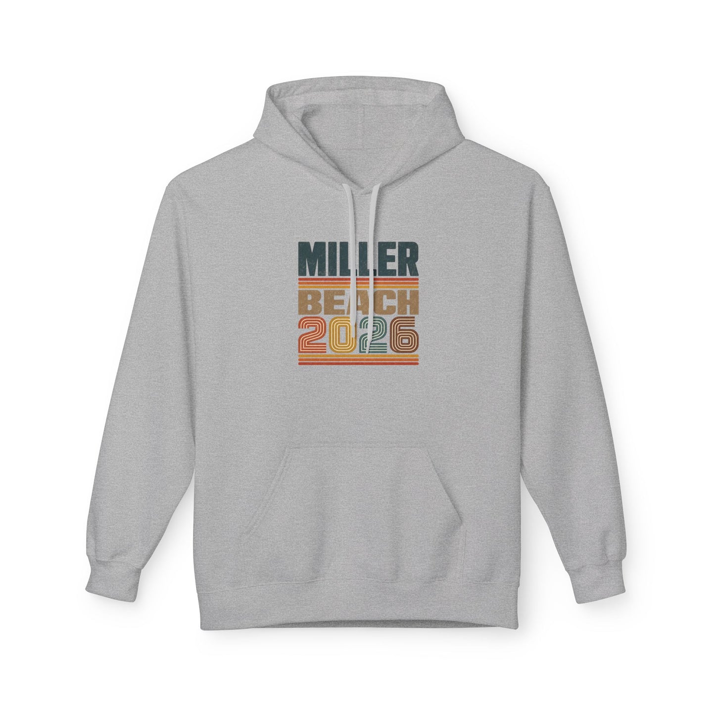 Miller Beach 2026 Retro Hoodie — Vintage Striped Vacation Pullover