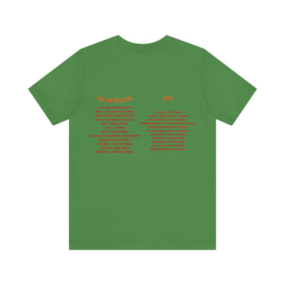 The Miller Community Theatre - Reefer Madness Cast and Crew Shirt by Printify showcases a vibrant design featuring bold, colorful text that reads "Reefer Madness The Musical" with a cartoon joint illustration. Below the main text, "A Miller Community Theatre Joint" is highlighted in red. This limited-edition green t-shirt, with its centered design, is perfect for cast and crew members.