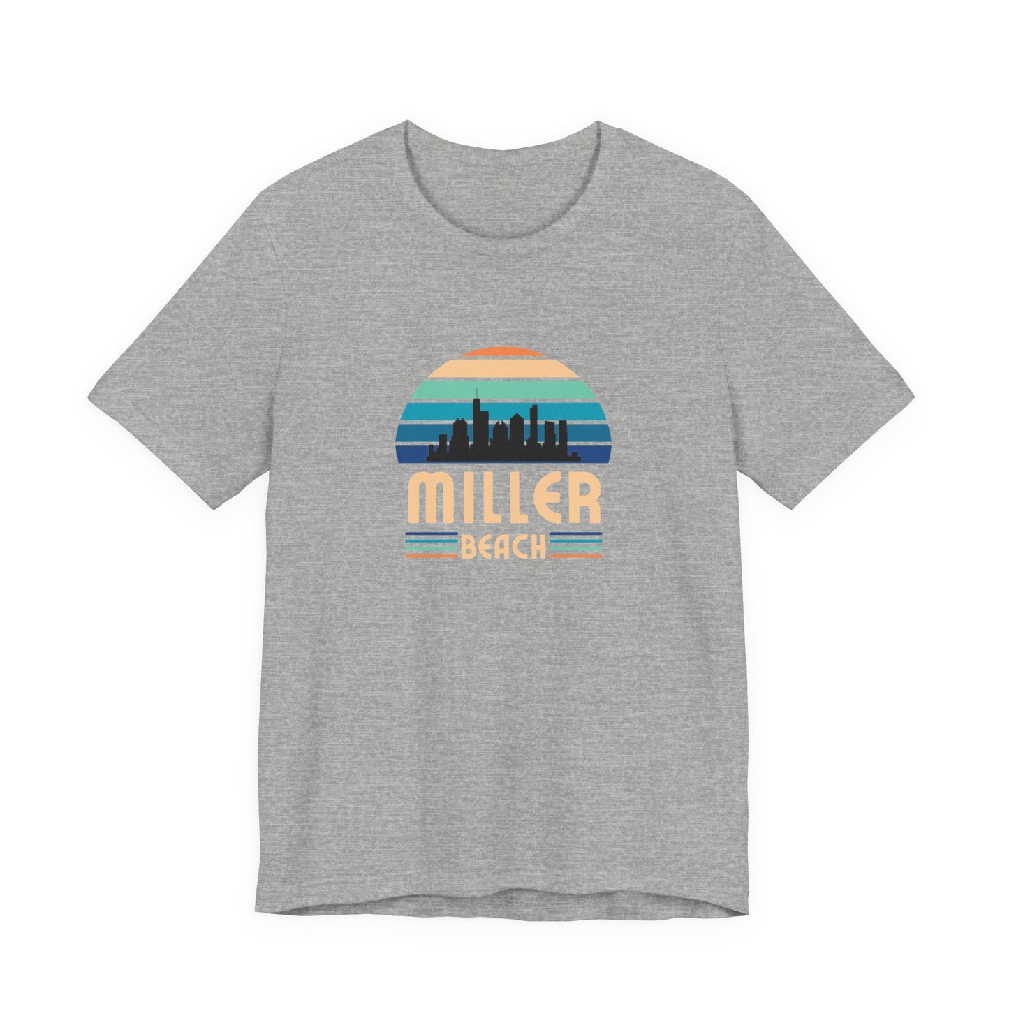 Miller Beach Retro Sunset Tee - Chicago Skyline