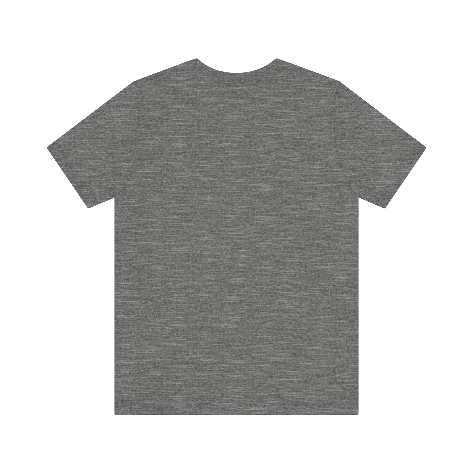 A gray unisex jersey short sleeve tee from Printify, inspired by retro 1980s Kmart style. The "Trax" logo is printed in blue letters, followed by three red arrows pointing to the right. This classic Trax Brand T-shirt is laid flat against a white background, capturing nostalgic fashion vibes.