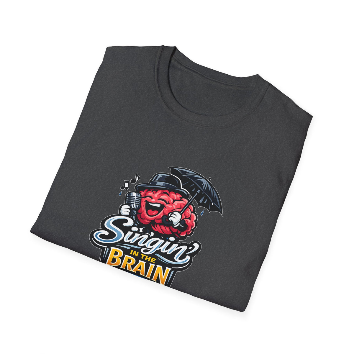 Singing Brain - All in Jest Trivia Team - T-Shirt – Retro Microphone Skull Logo Tee