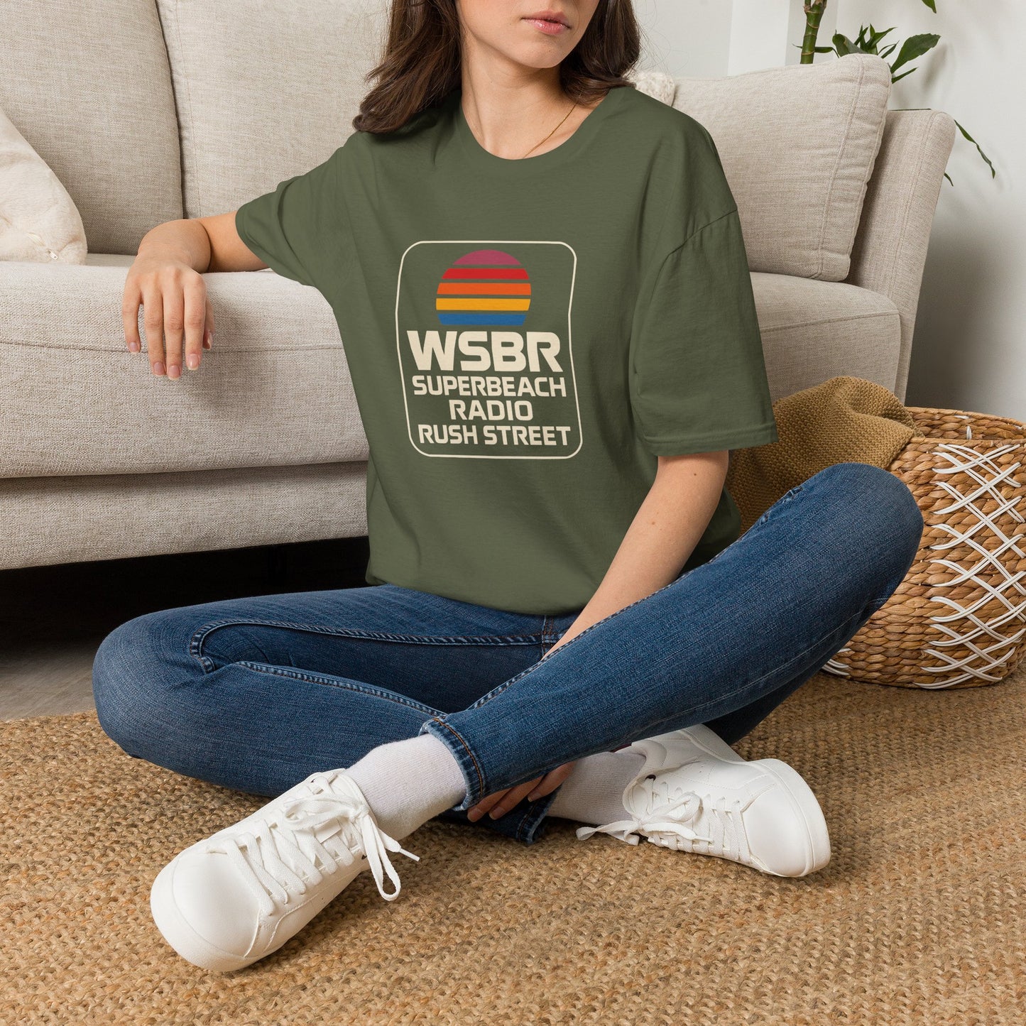 WSBR Superbeach Radio Graphic T-Shirt — Retro Sunset Beach Vibe