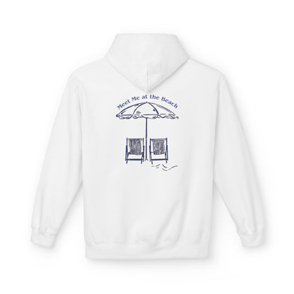 Beach Umbrella Hoodie — "Meet Me at the Beach" Graphic Hoodie Designed by KP