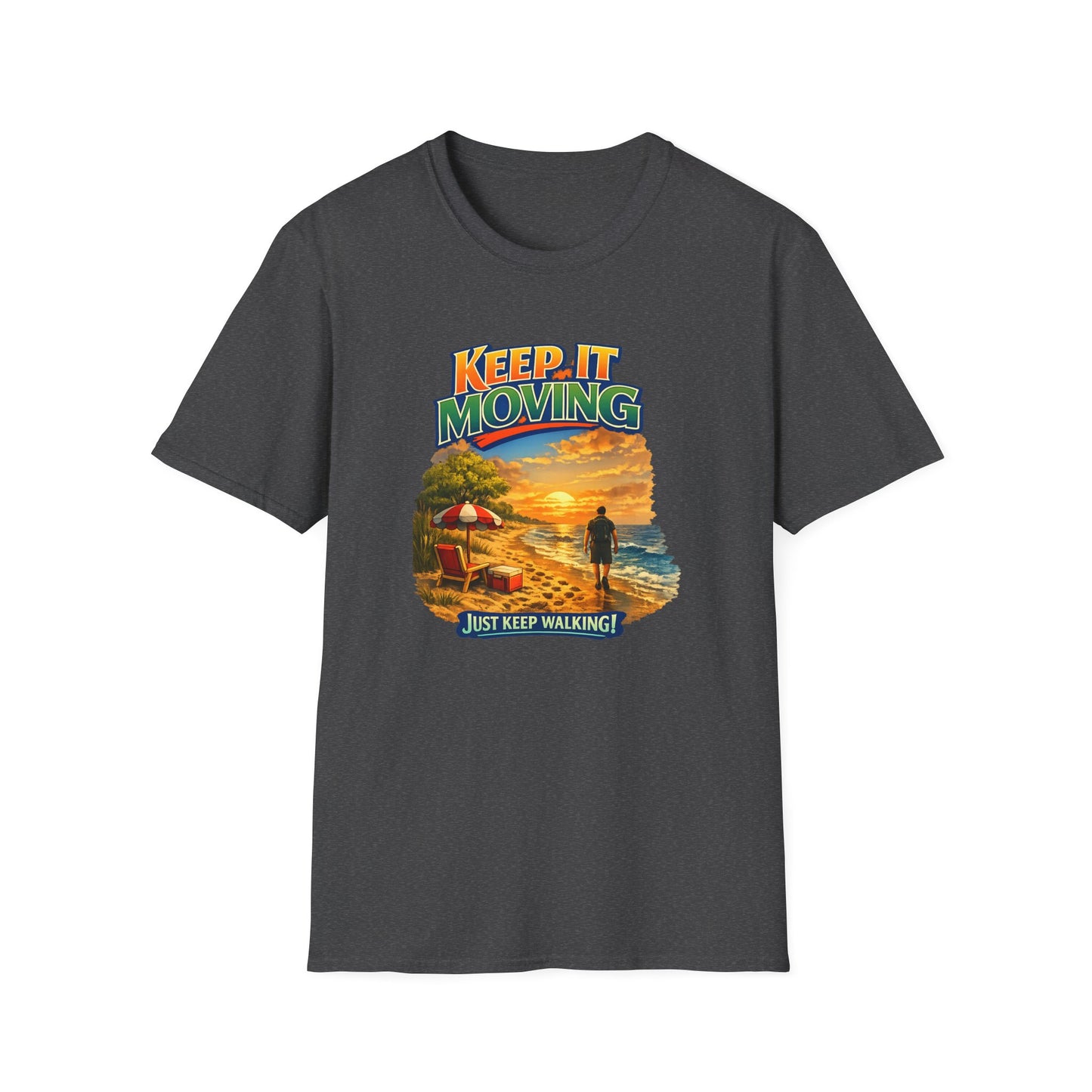 Keep It Moving T-Shirt — Motivational Sunset Surf Graphic Tee
