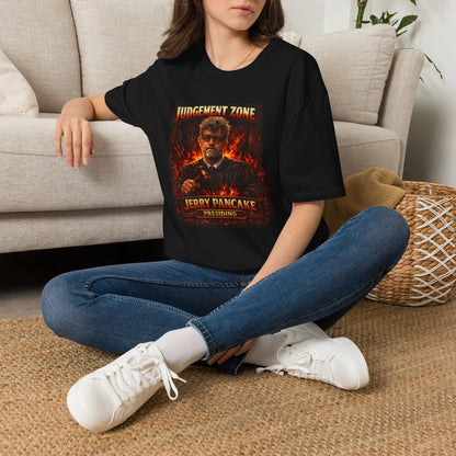Judgement Zone T-Shirt — ‘Judgement Zone’ Retro Flame Graphic Tee (Jerry Pancake)