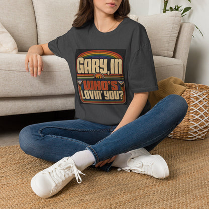T-Shirt — "Gary, I'm Who's Lovin' You?" Retro Rainbow Design - Pride Month