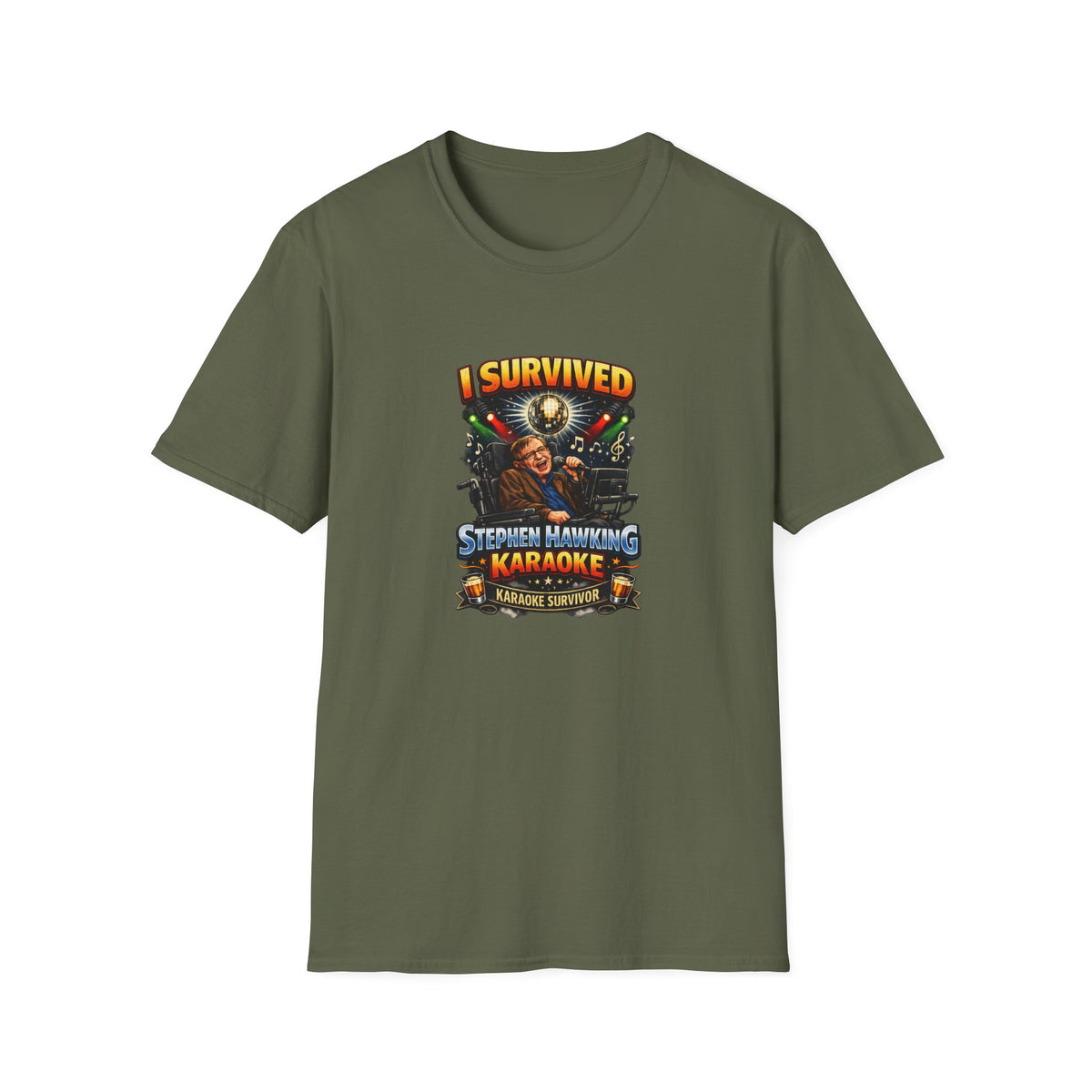 I survived Stephen Hawking Karaoke T-Shirt — Funny Trivia Night Tee Shirt