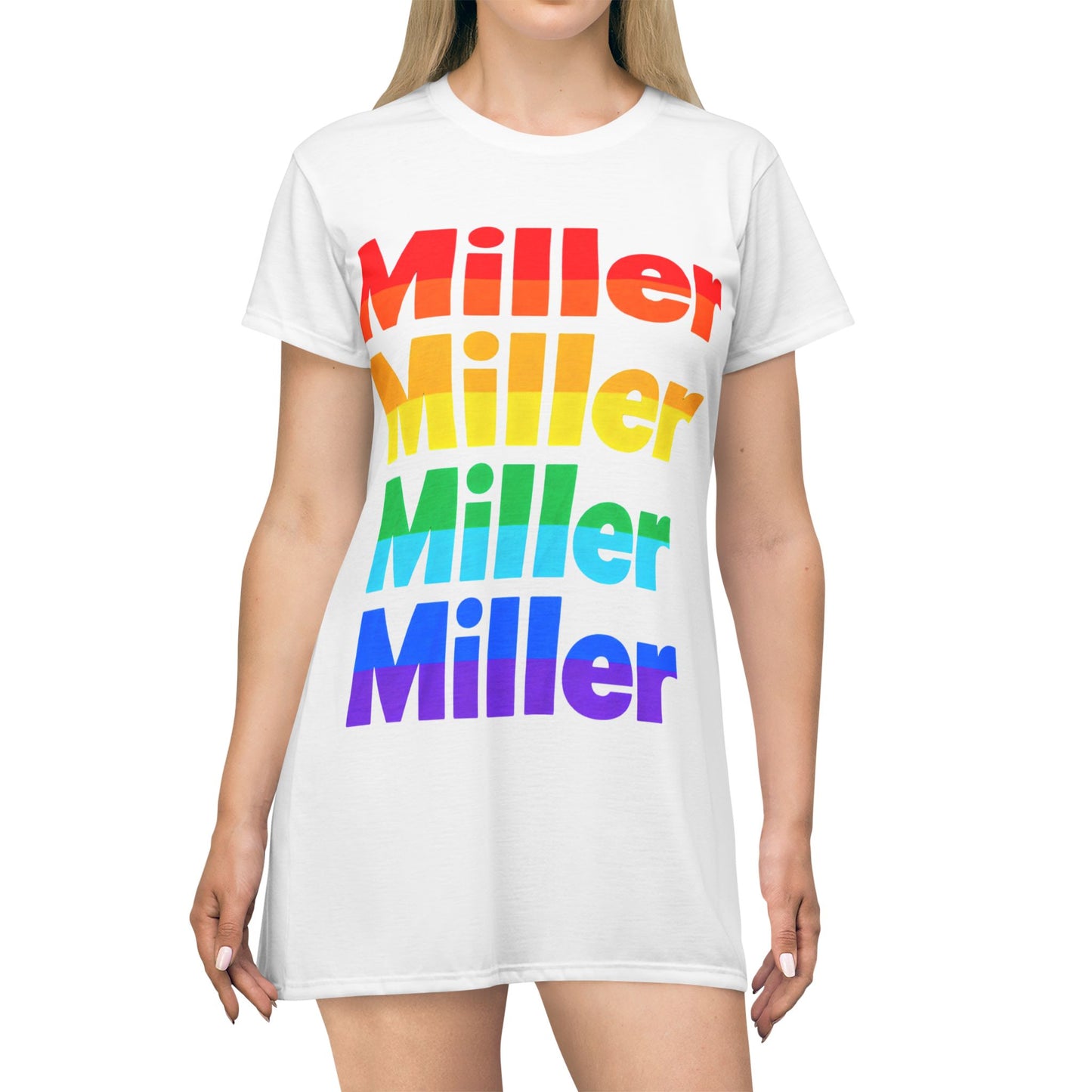 Miller Rainbow Pride T-Shirt Dress Beach Cover Up