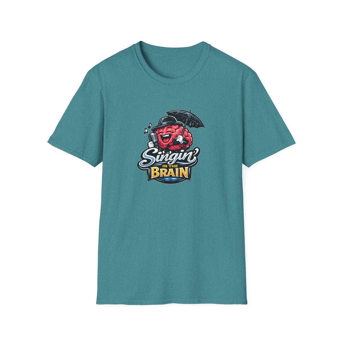 Singing Brain - All in Jest Trivia Team - T-Shirt – Retro Microphone Skull Logo Tee