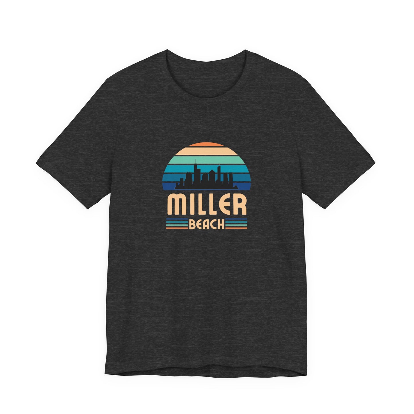 Miller Beach Retro Sunset Tee - Chicago Skyline