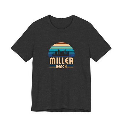 Miller Beach Retro Sunset Tee - Chicago Skyline