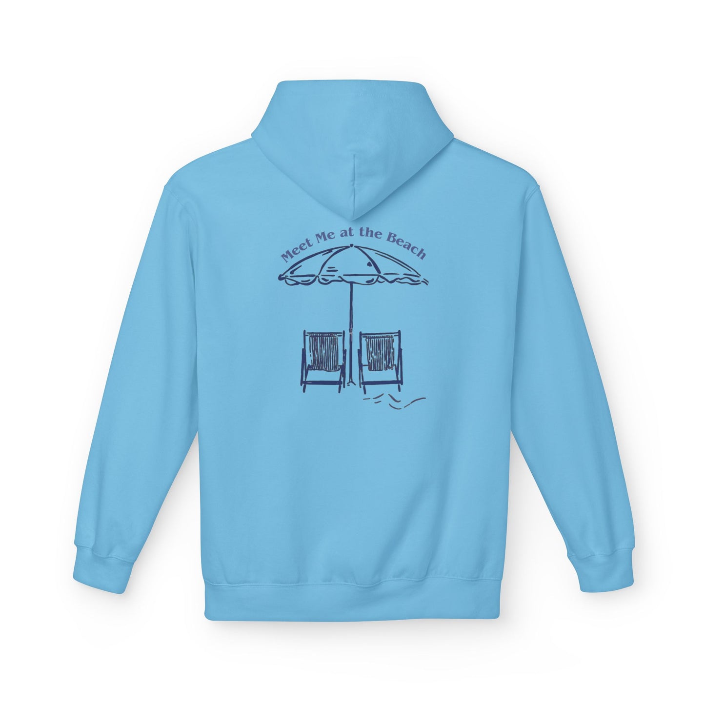 Beach Umbrella Hoodie — "Meet Me at the Beach" Graphic Hoodie Designed by KP
