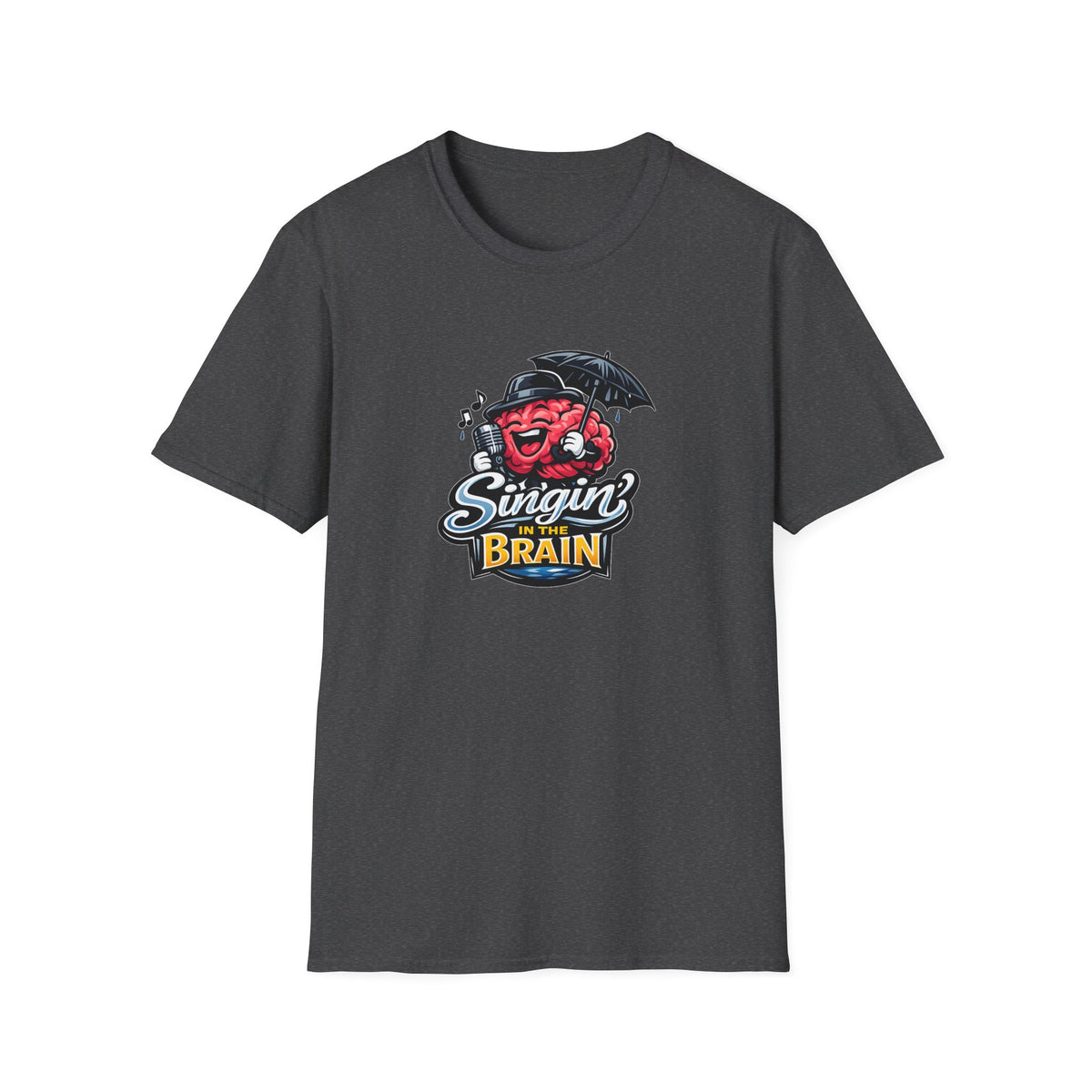Singing Brain - All in Jest Trivia Team - T-Shirt – Retro Microphone Skull Logo Tee