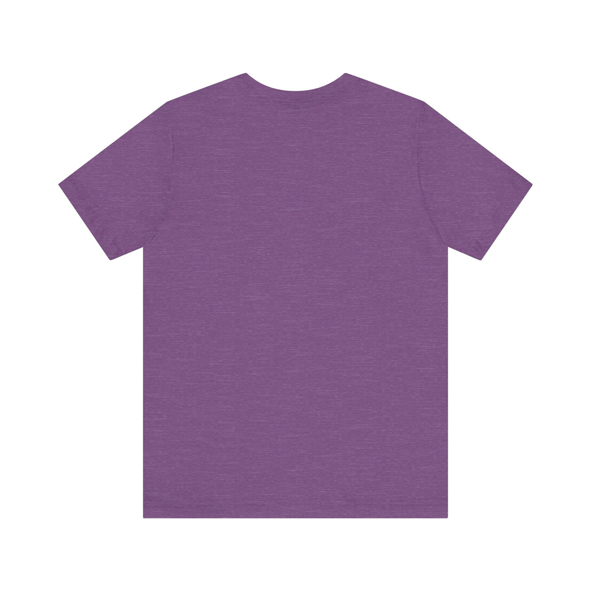 A purple Mr. Wizard's World T-shirt from Printify, featuring bold gradient red and white text with a lightning bolt through the letter "A" in "Wizard." Ideal for science enthusiasts and fans of the iconic 1980s Nickelodeon show, this unisex jersey short sleeve tee is displayed against a plain white background.