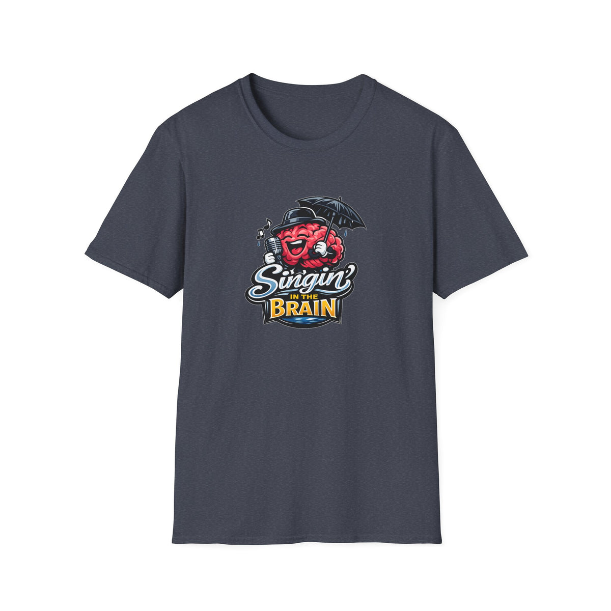 Singing Brain - All in Jest Trivia Team - T-Shirt – Retro Microphone Skull Logo Tee