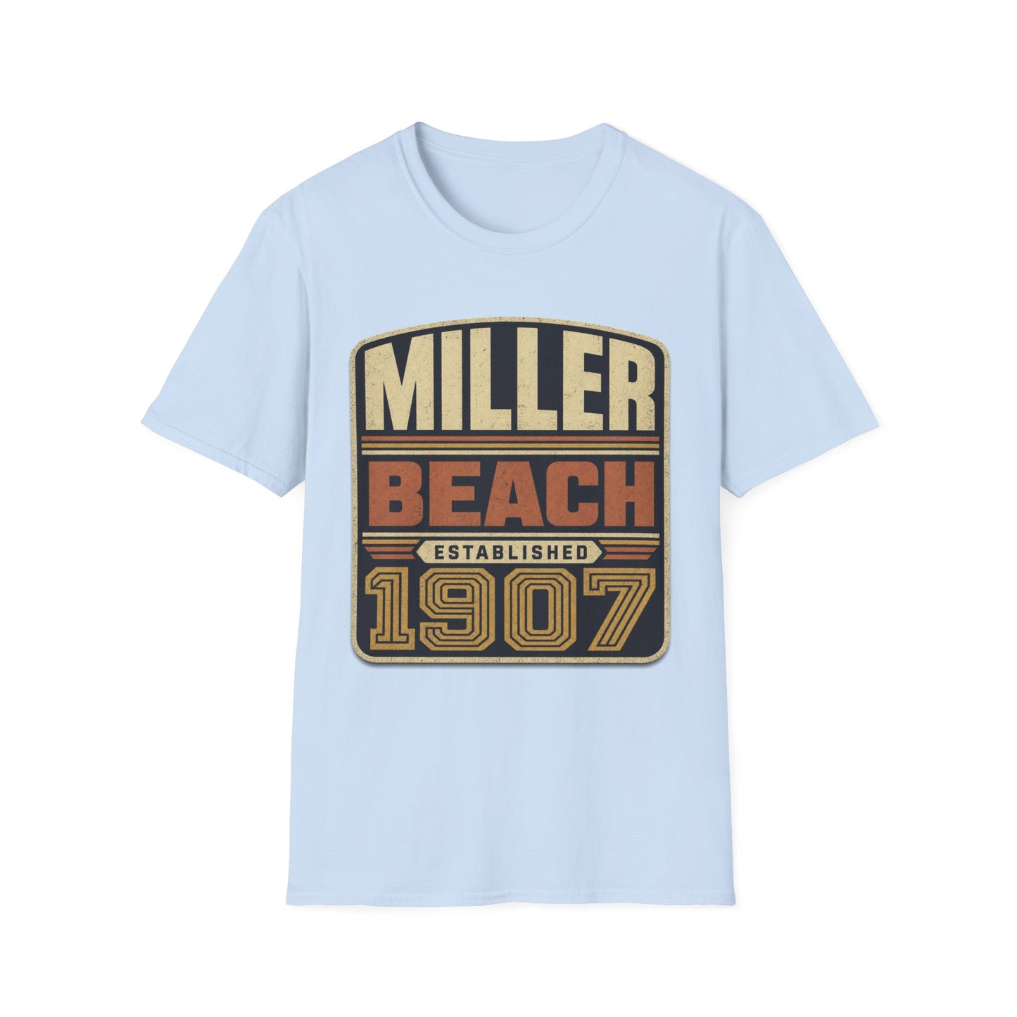 Miller Beach Vintage Logo T-Shirt - Established in 1907.