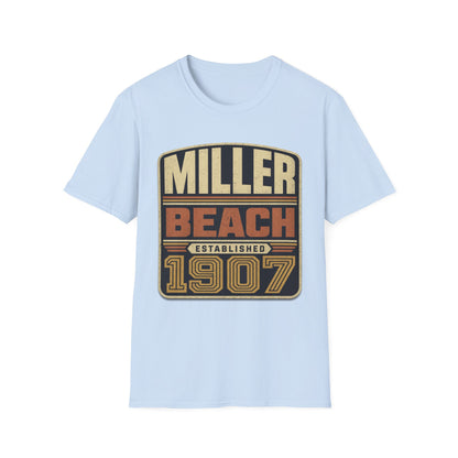 Miller Beach Vintage Logo T-Shirt - Established in 1907.