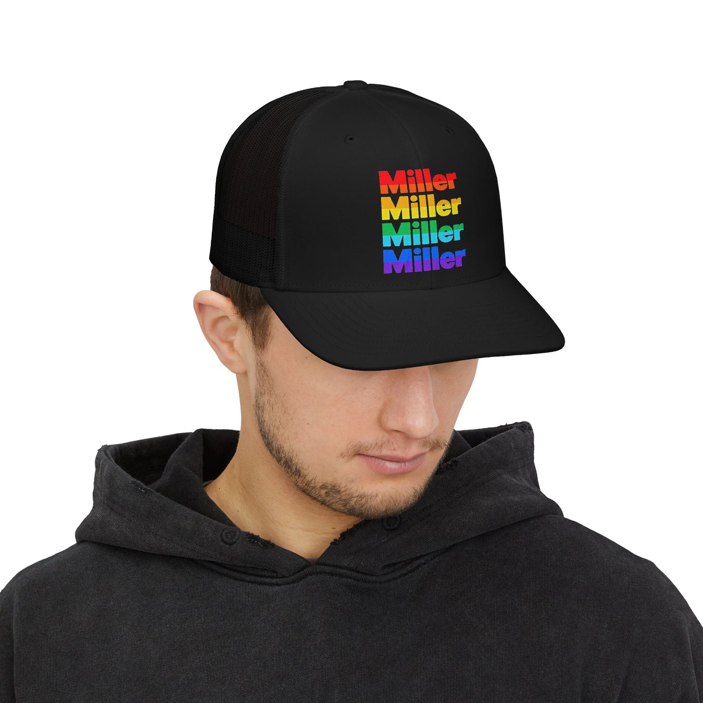 Rainbow 'Miller' Trucker Hat — Personalized Pride Snapback Cap