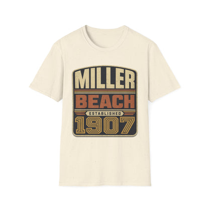 Miller Beach Vintage Logo T-Shirt - Established in 1907.