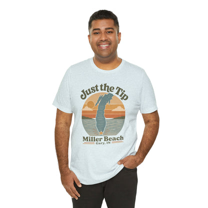 Just the Tip 2026 Design Miller Beach Tee  — Retro Lake Michigan Sunset T‑Shirt