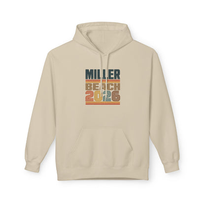 Miller Beach 2026 Retro Hoodie — Vintage Striped Vacation Pullover