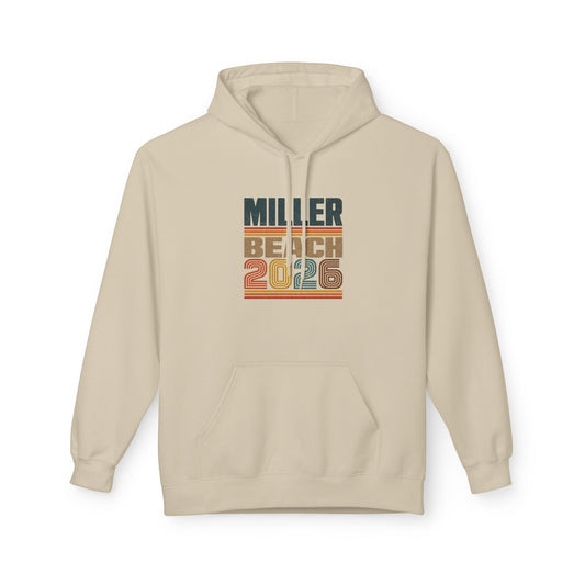 Miller Beach 2026 Retro Hoodie — Vintage Striped Vacation Pullover