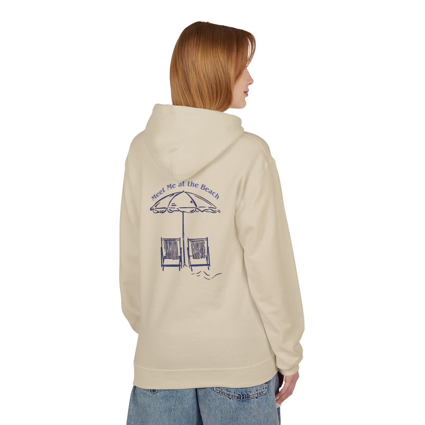 Beach Umbrella Hoodie — "Meet Me at the Beach" Graphic Hoodie Designed by KP